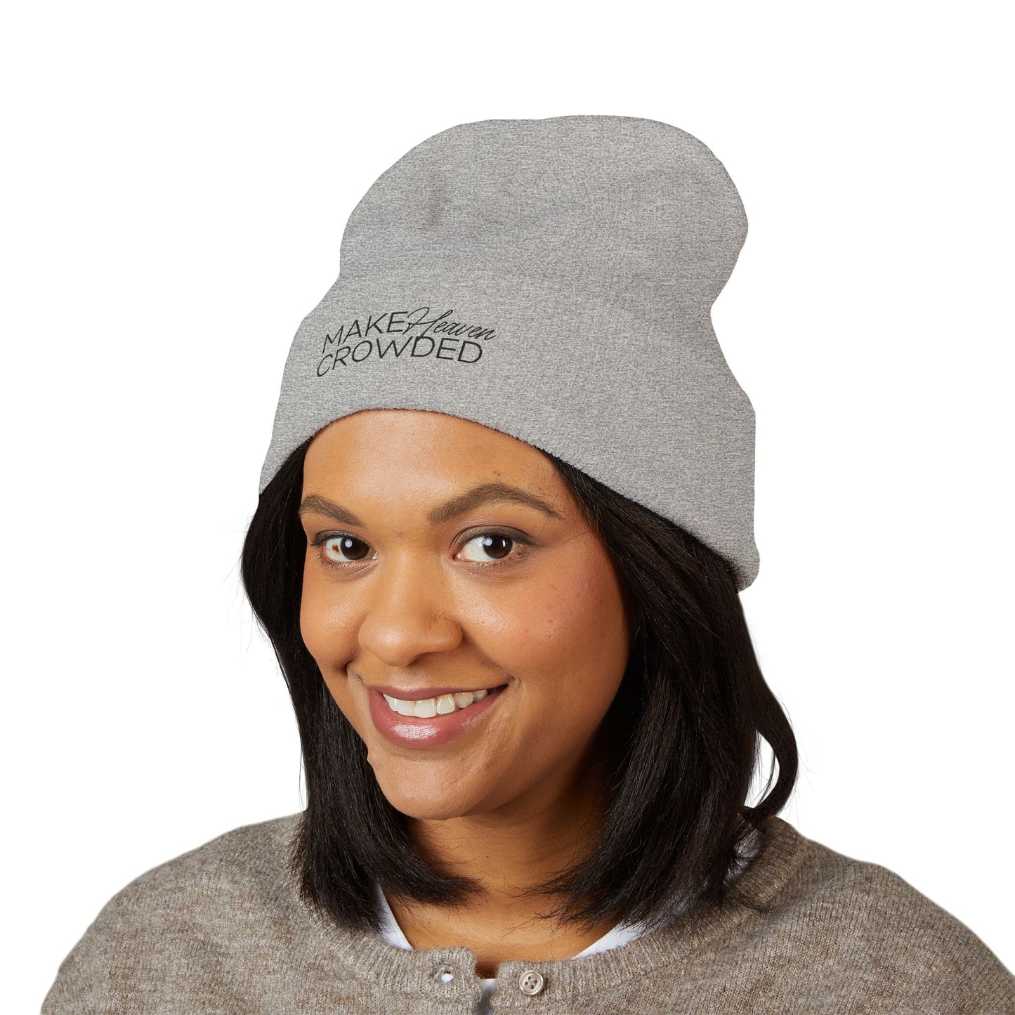 Embroidered 'Make Heaven Crowded' Cuffed Beanie